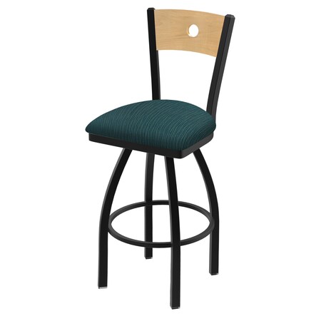 Holland Bar Stool Co 25" Swivel Counter Stool, Black Wrinkle, Nat Back, Graph Tidal Seat 83025BWNatMplB022